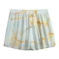Natural Gold Marble Print Mesh Shorts