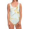 Natural Gold Marble Print One Piece Swimsuit