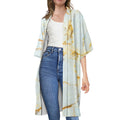 Natural Gold Marble Print Open Front Beach Cover Up