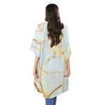 Natural Gold Marble Print Open Front Beach Cover Up