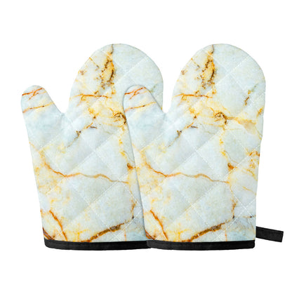 Natural Gold Marble Print Oven Mitts