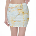 Natural Gold Marble Print Pencil Mini Skirt