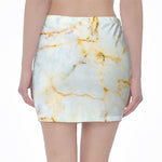 Natural Gold Marble Print Pencil Mini Skirt