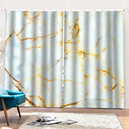 Natural Gold Marble Print Pencil Pleat Curtains