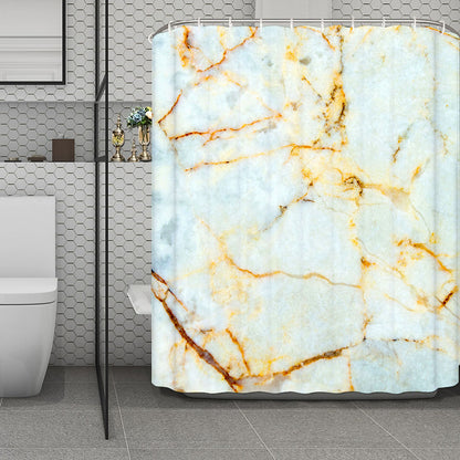 Natural Gold Marble Print Polyester Shower Curtain