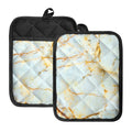 Natural Gold Marble Print Pot Holders With Pocket