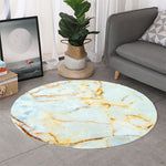Natural Gold Marble Print Round Rug
