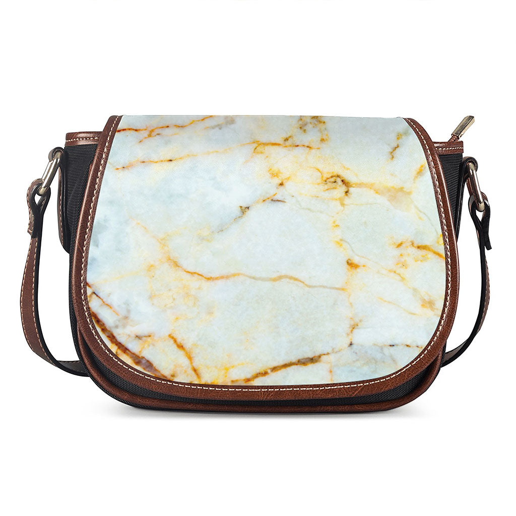 Natural Gold Marble Print Saddle Bag