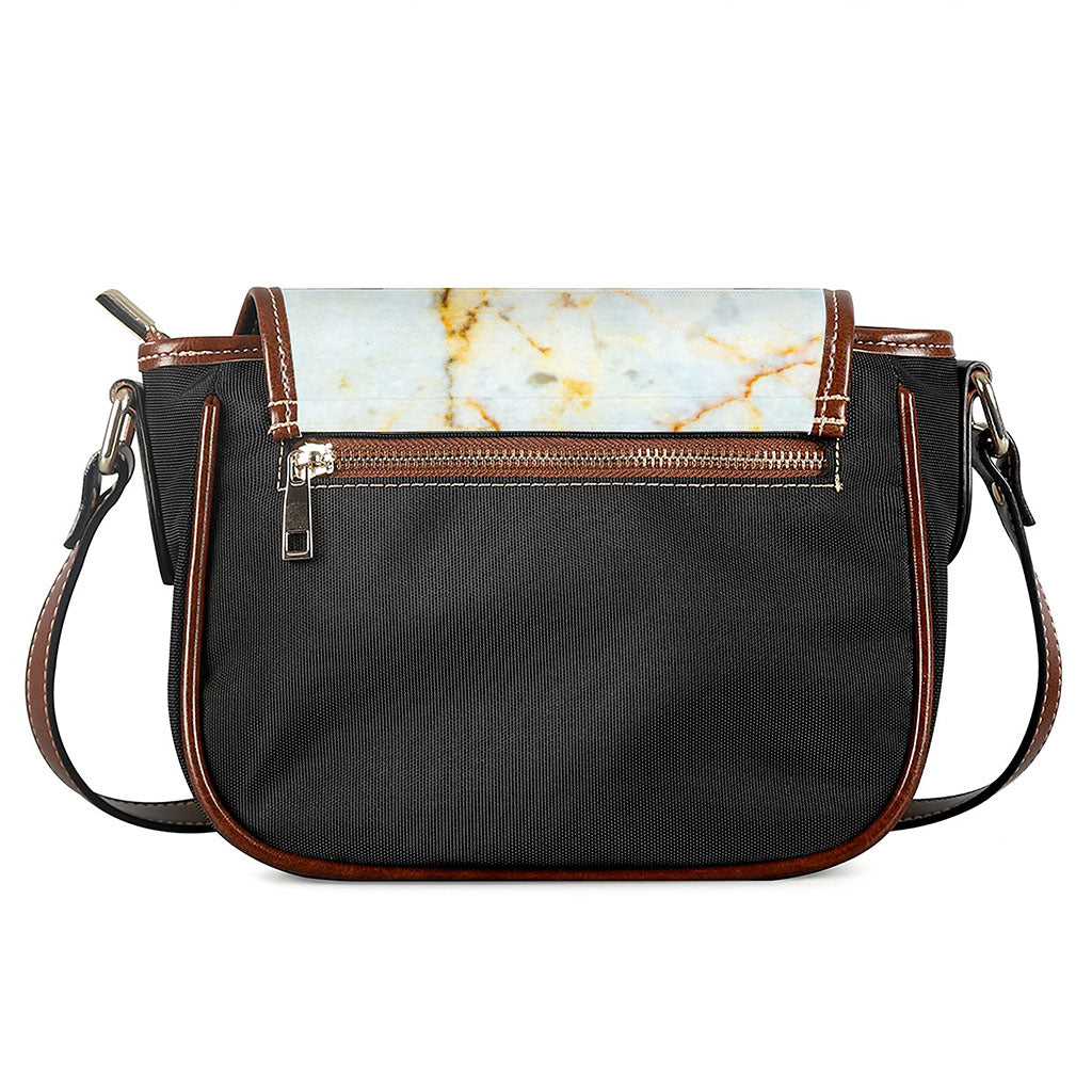 Natural Gold Marble Print Saddle Bag