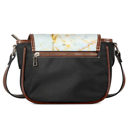 Natural Gold Marble Print Saddle Bag