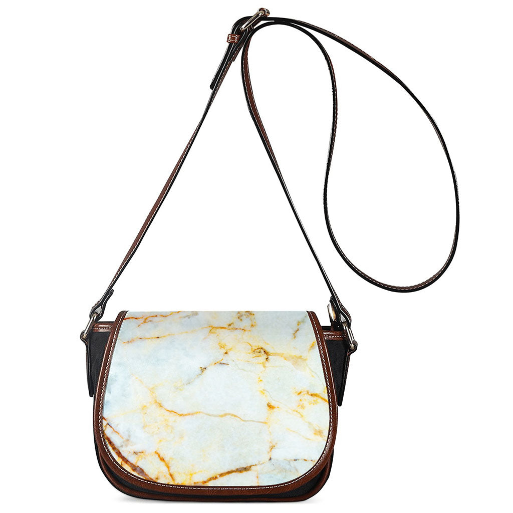 Natural Gold Marble Print Saddle Bag
