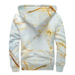 Natural Gold Marble Print Sherpa Lined Zip Up Hoodie
