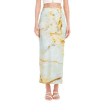 Natural Gold Marble Print Side Slit Maxi Skirt