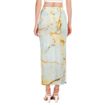 Natural Gold Marble Print Side Slit Maxi Skirt