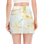 Natural Gold Marble Print Side Slit Mini Skirt