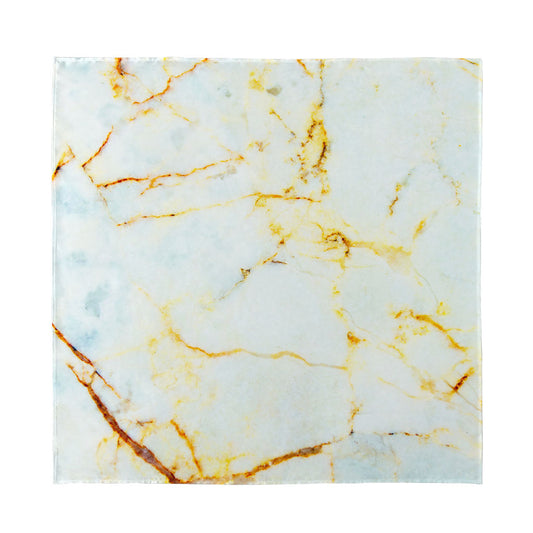 Natural Gold Marble Print Silk Bandana