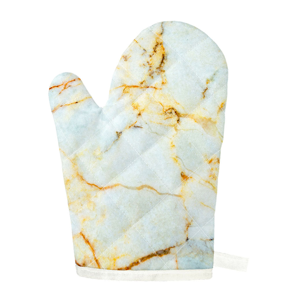 Natural Gold Marble Print Single Oven Mitt