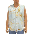 Natural Gold Marble Print Sleeveless Baseball Jersey