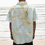 Natural Gold Marble Print Textured Short Sleeve Shirt
