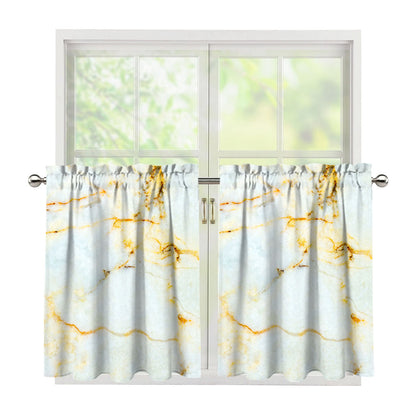 Natural Gold Marble Print Tier Curtains