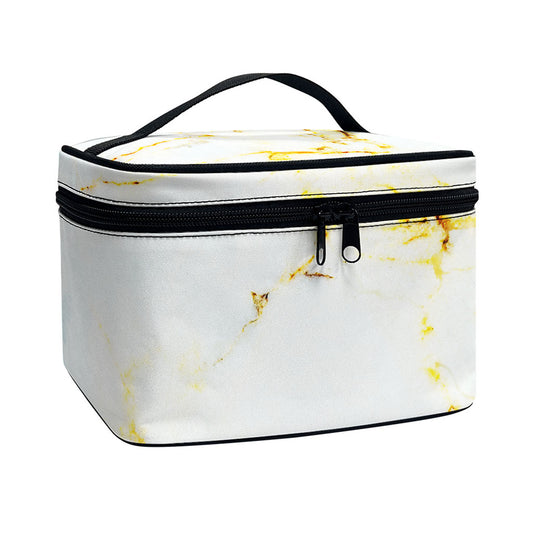Natural Gold Marble Print Travel Makeup Bag