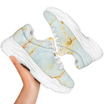 Natural Gold Marble Print White Chunky Shoes