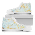 Natural Gold Marble Print White High Top Sneakers