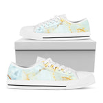 Natural Gold Marble Print White Low Top Sneakers