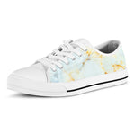 Natural Gold Marble Print White Low Top Sneakers