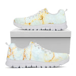 Natural Gold Marble Print White Running Shoes