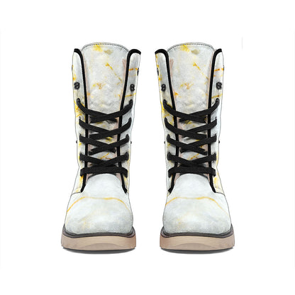 Natural Gold Marble Print Winter Boots