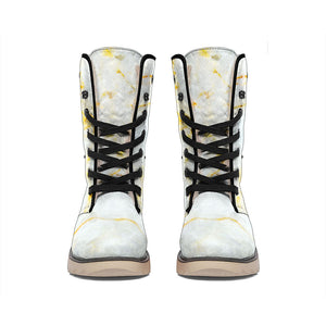 Natural Gold Marble Print Winter Boots