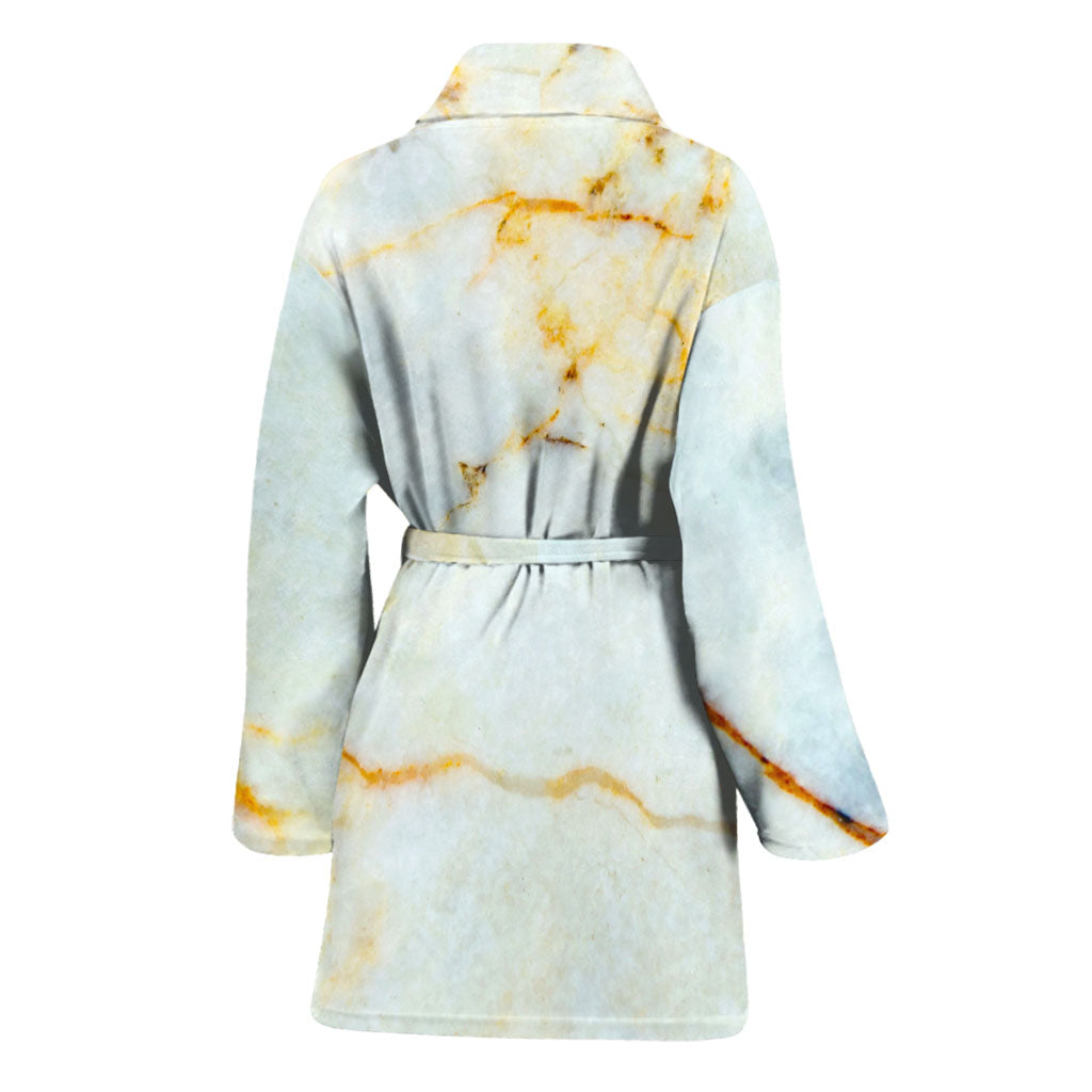 Natural Gold Marble Print Women's Bathrobe