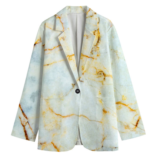 Natural Gold Marble Print Women's Blazer
