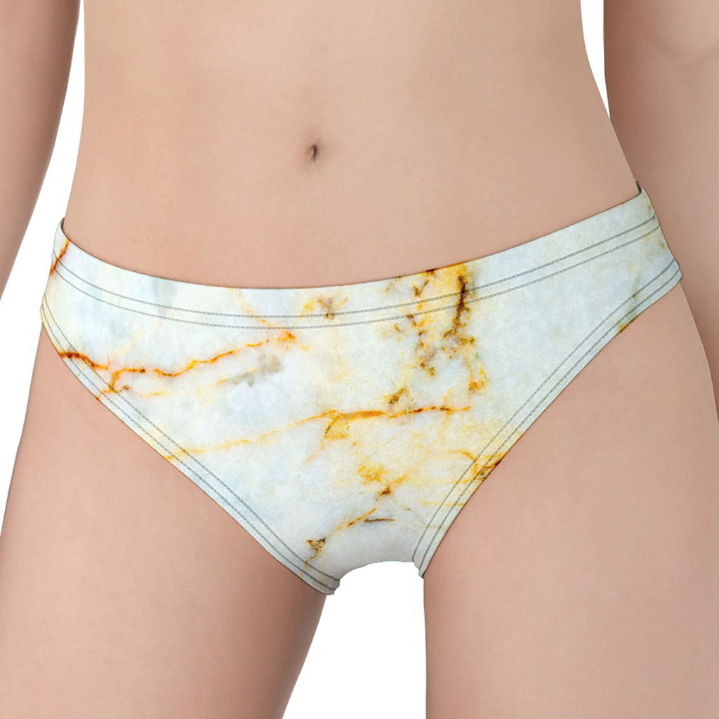 Natural Gold Marble Print Women's Panties