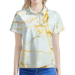 Natural Gold Marble Print Women's Polo Shirt