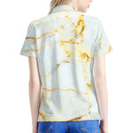 Natural Gold Marble Print Women's Polo Shirt