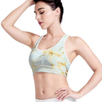 Natural Gold Marble Print Women's Sports Bra