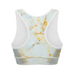 Natural Gold Marble Print Women's Sports Bra