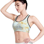 Natural Gold Marble Print Women's Sports Bra