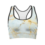 Natural Gold Marble Print Women's Sports Bra