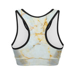 Natural Gold Marble Print Women's Sports Bra