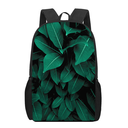 Natural Green Leaf Print 17 Inch Backpack