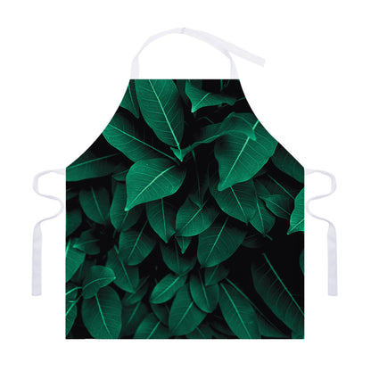 Natural Green Leaf Print Adjustable Apron