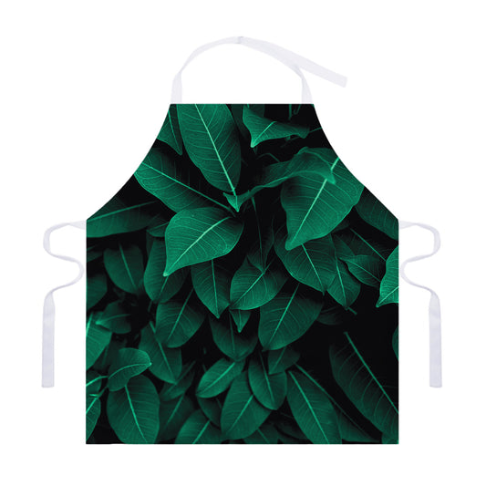 Natural Green Leaf Print Adjustable Apron