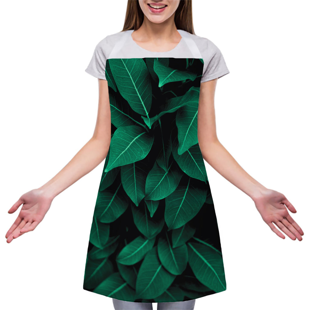 Natural Green Leaf Print Adjustable Apron
