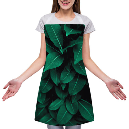 Natural Green Leaf Print Adjustable Apron