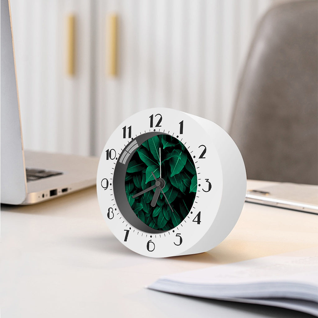 Natural Green Leaf Print Alarm Clock