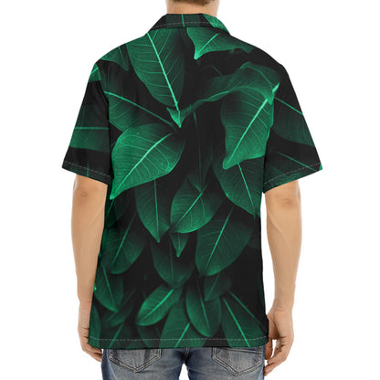 Natural Green Leaf Print Aloha Shirt