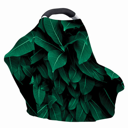 Natural Green Leaf Print Baby Seat Cover
